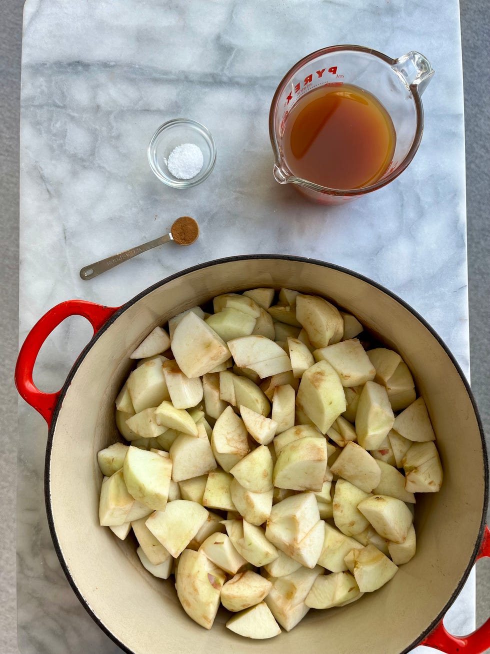 apples, apple cider, cinnamon, salt
