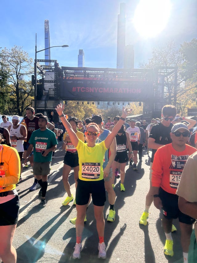 new york city marathon finish line runner