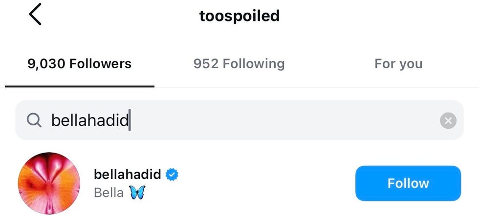 Gigi, Bella und Mohammed Hadid folgen Aydan Nix auf Instagram