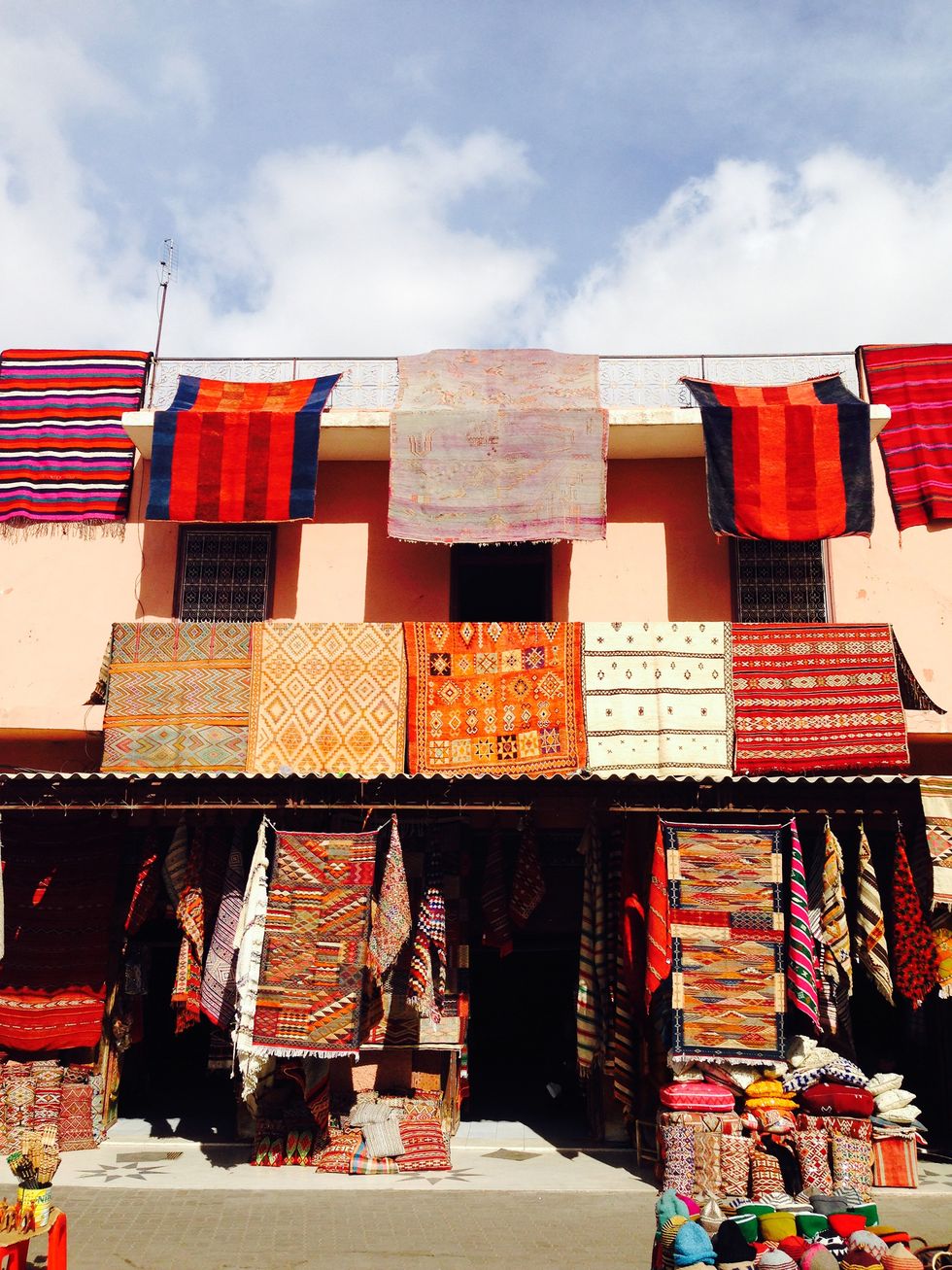 rug shop in marrakech medina, morocco