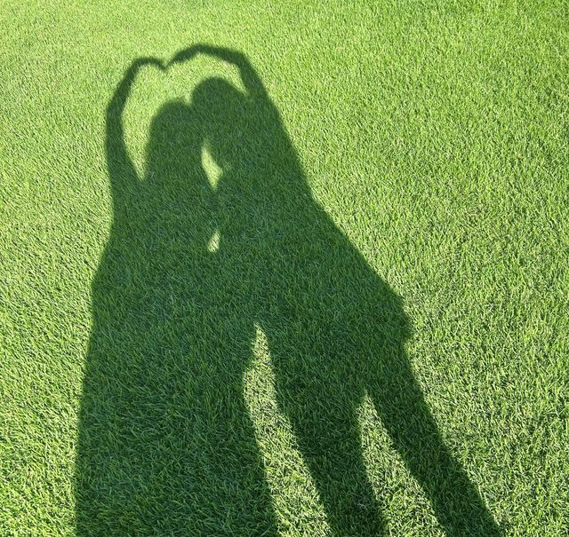 a close up of a person's shadow