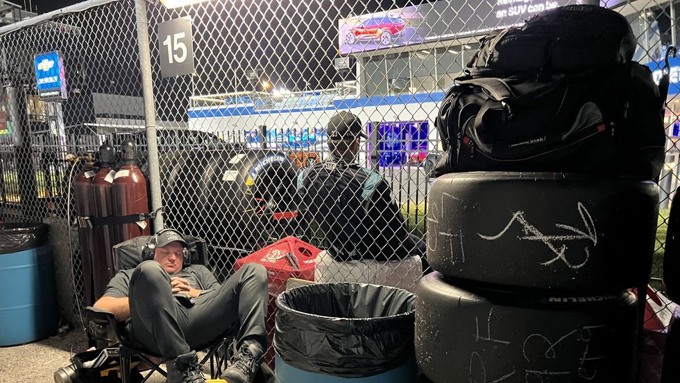 a team member sleeping at the 24 hours of daytona