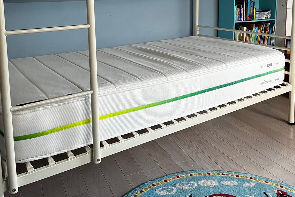 best kids mattress - helix a helix kids mattress on a white bunk bed frame