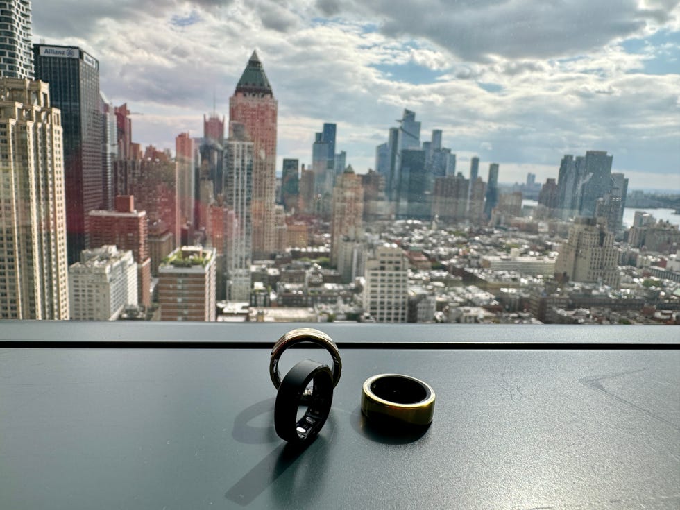 three smart rings on a windowsill in the good housekeeping office