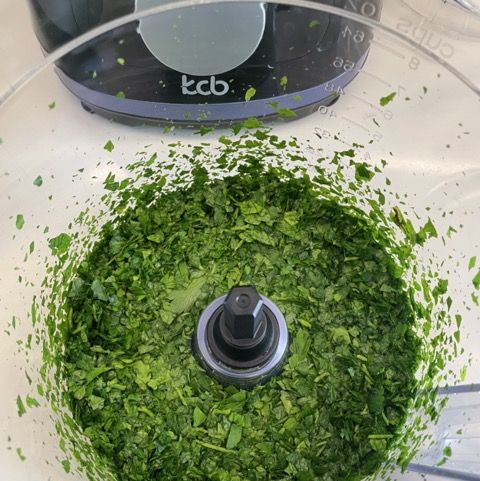 parsley in food processor bowl