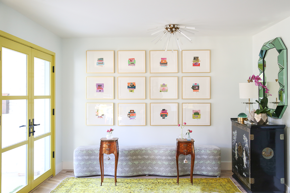 room with yellow trim