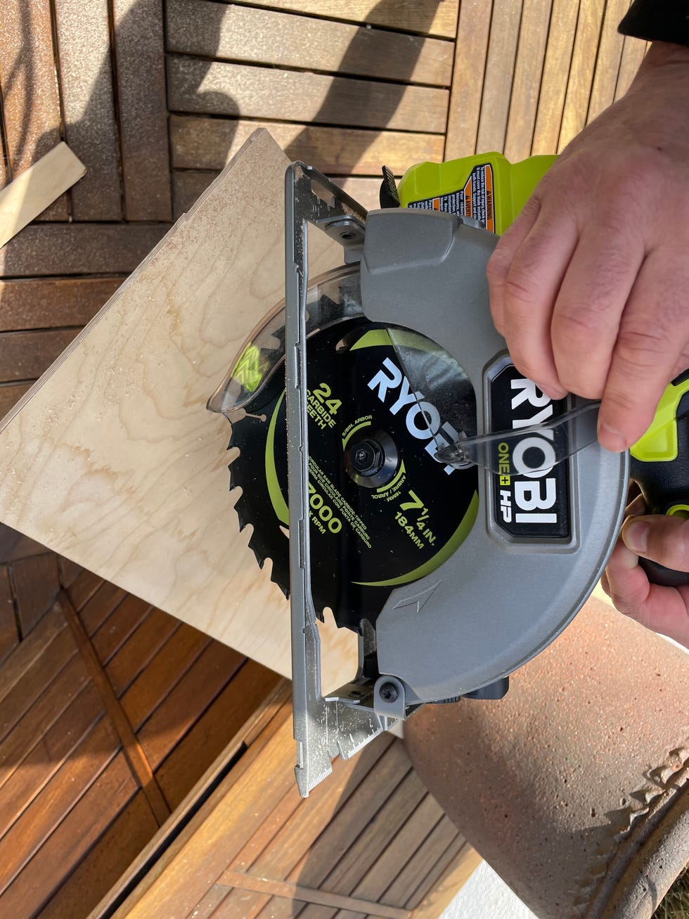 circular saw testing cutting through plywood