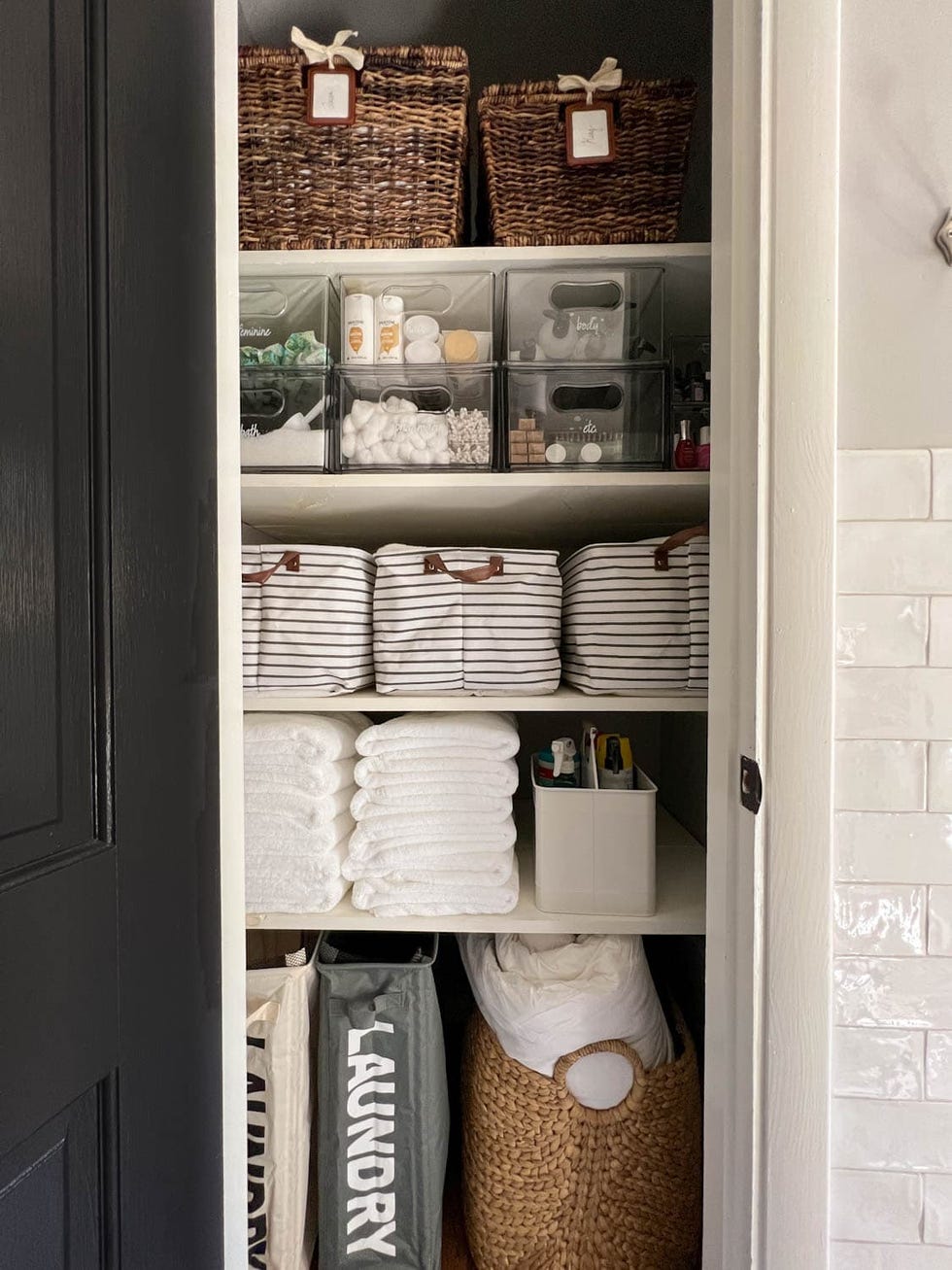 bathroom closet organization