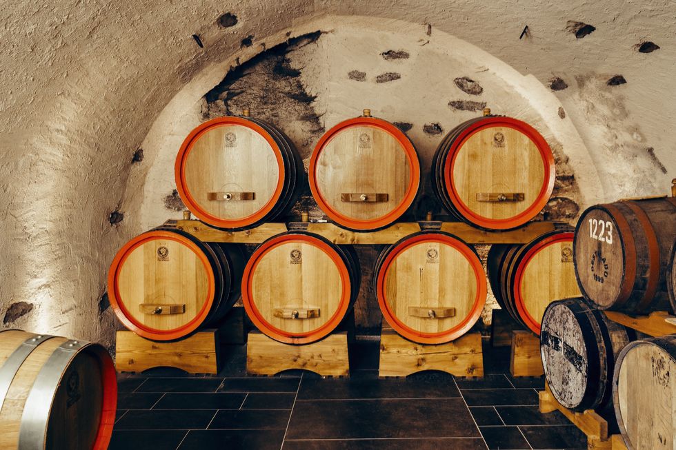 Barrel, Winery, Wine cellar, Brewery, Drum, Winemaker, Drink, 