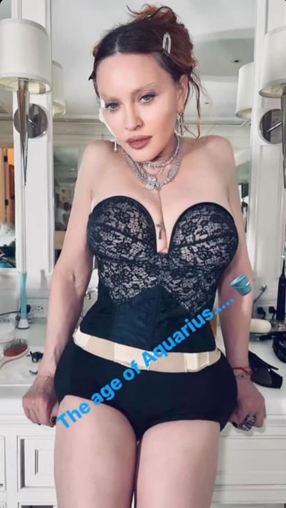 madonna legs arms instagram story corset