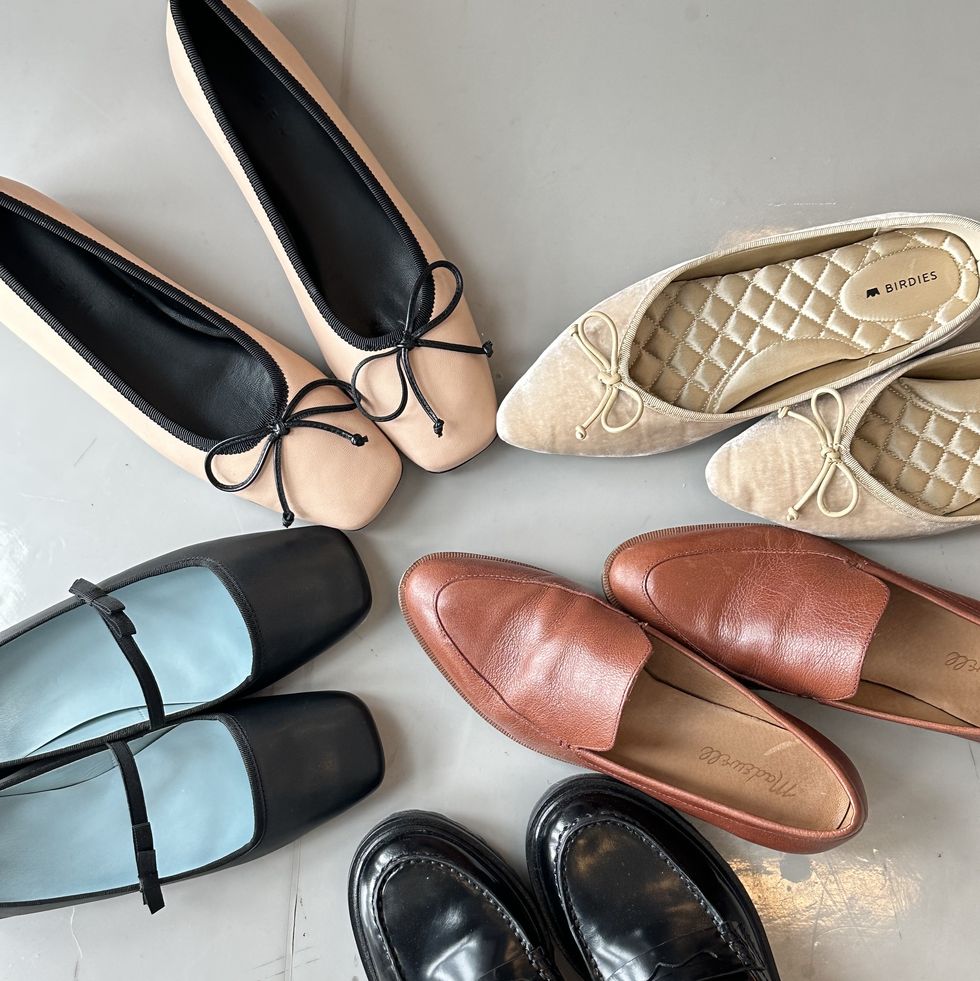 a group photo of some of the most comfortable flats we tested