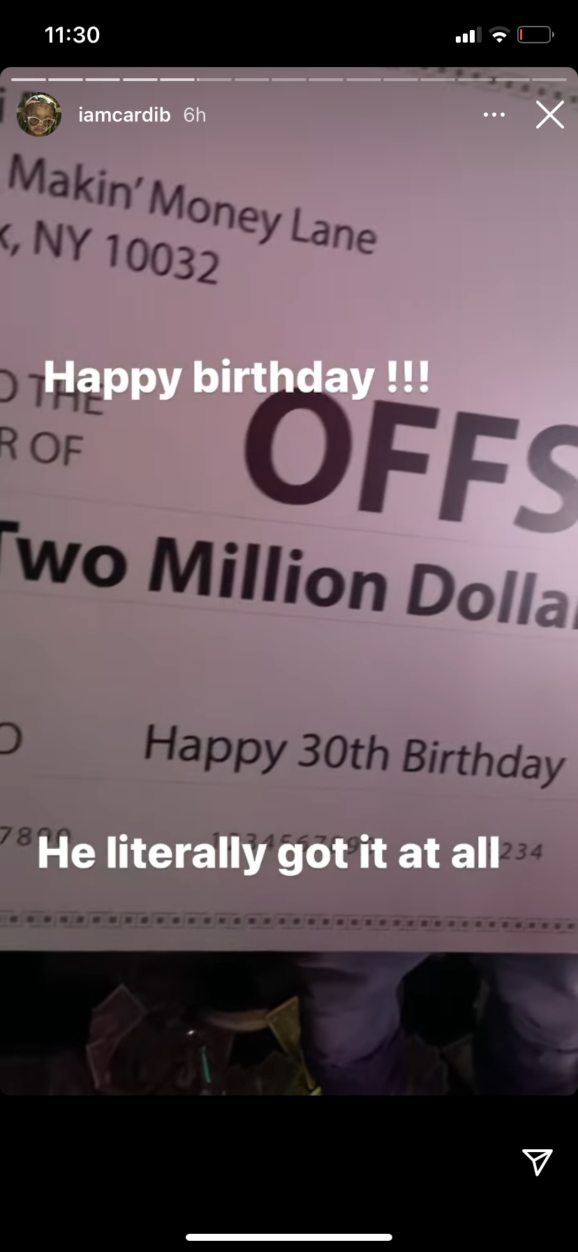 Cardi B Gave Offset a $2 Million Check for His Birthday