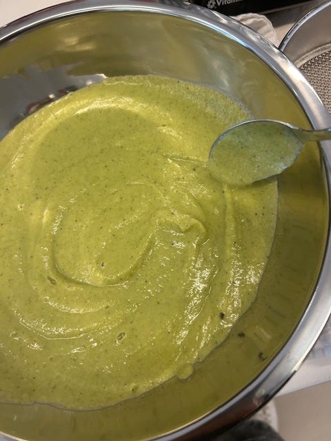 broccoli leek soup after its been blended