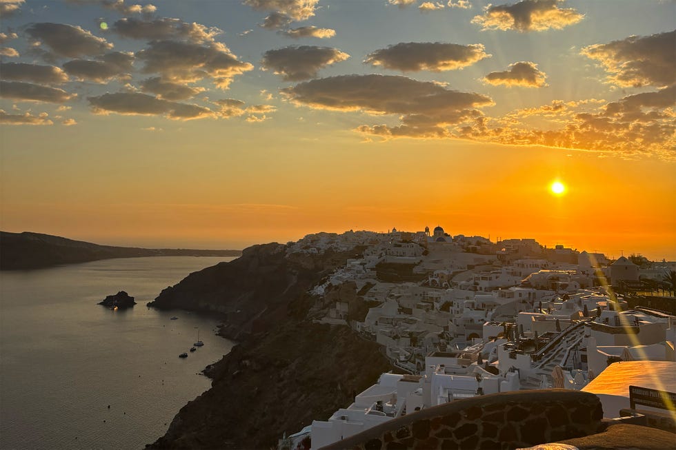sunset over santorini.