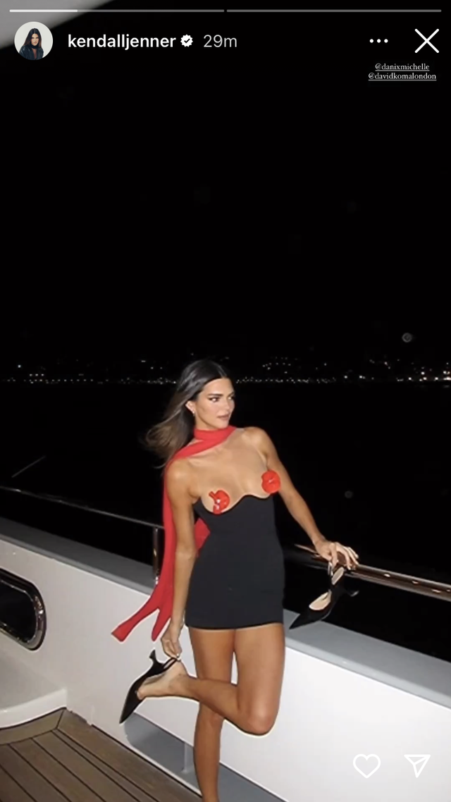 Kendall Jenner’s Little Black Dress Includes Flower Pasties
