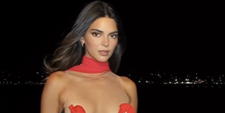 Kendall Jenner's Little Black Dress Includes a Mesh Bust and Glossy Floral Pasties