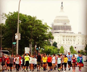 Native protesters organzied a run in opposition to pipeline.