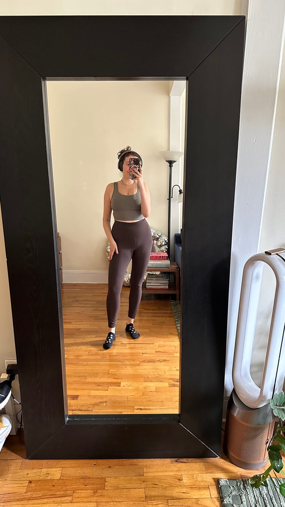 a tester wearing brown lululemon align leggings, good housekeeping's review