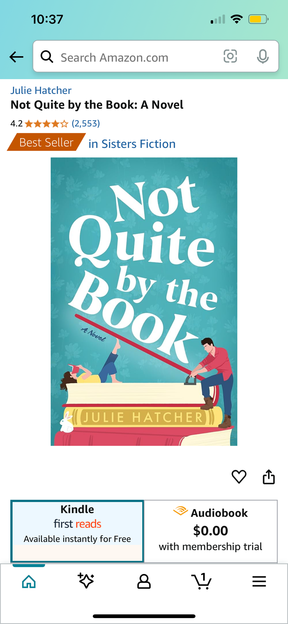 book listing for a novel titled not quite by the book by julie hatcher on an ecommerce platform