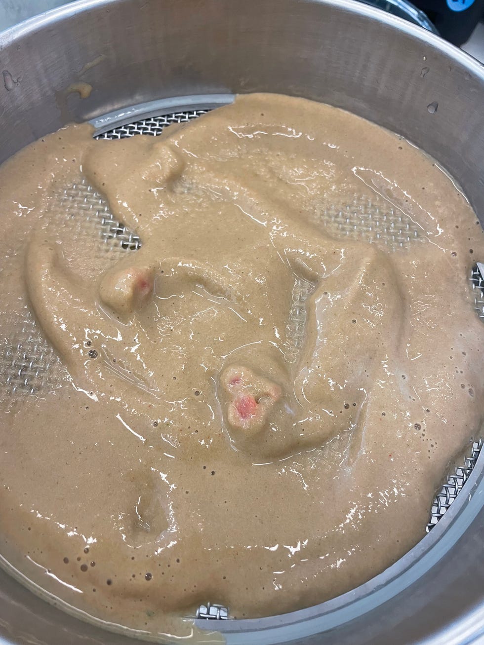 smoothie in sieve