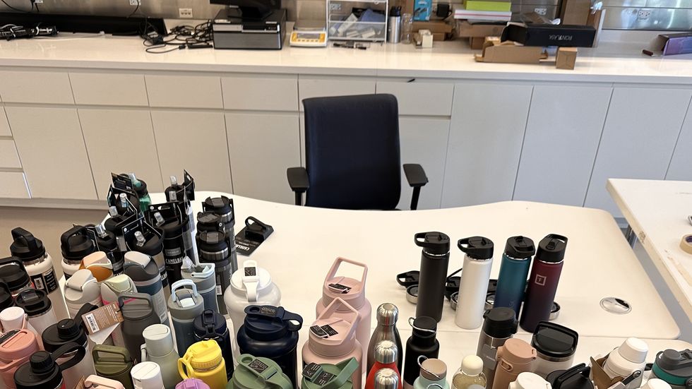 a bunch of the water bottles that were tested