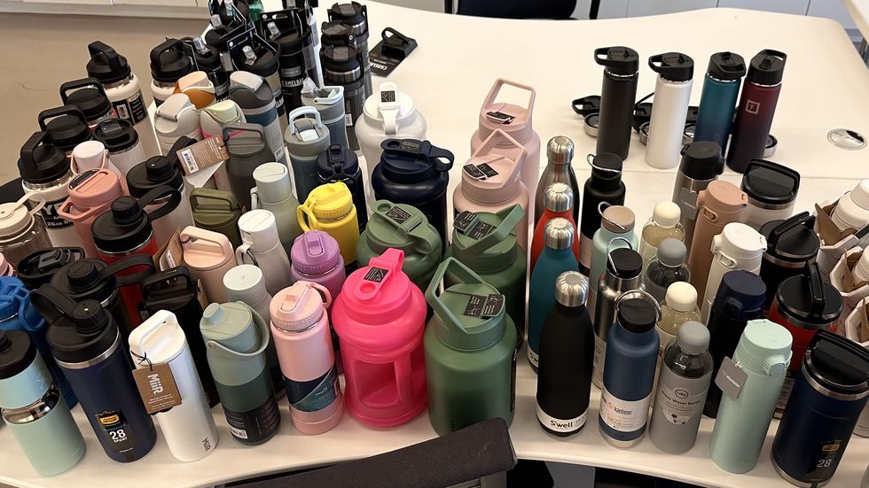 a bunch of the water bottles that were tested