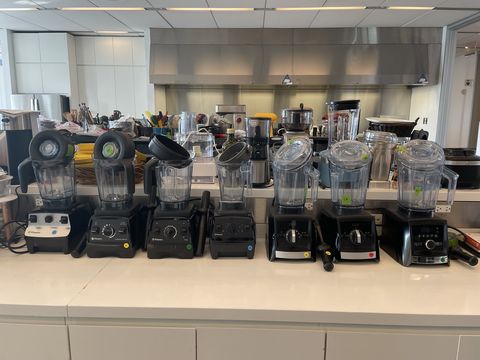 7 vitamix blenders used for testing in the kitchen appliances lab