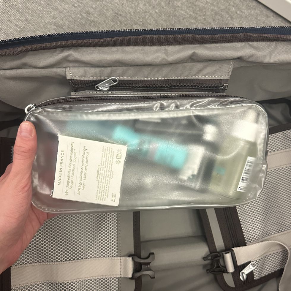 the removable wet bag inside of the travelpro carry on suitcase