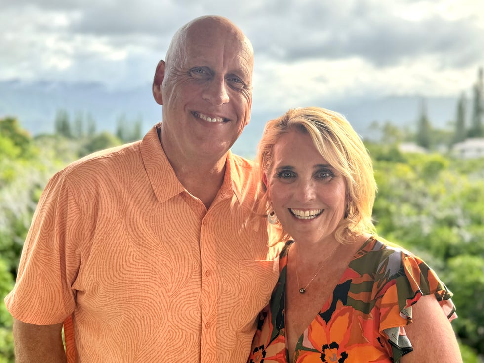 a couple smiling