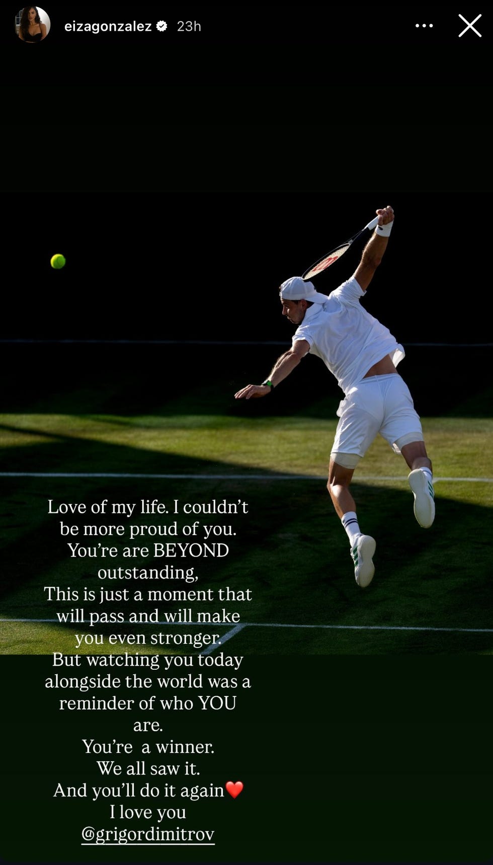 Eiza Gonzalez sostituisce Grigor Dimitrov dopo l'infortunio di Wimbledon