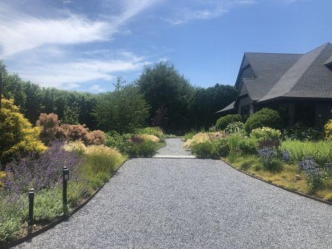 grass lined driveway