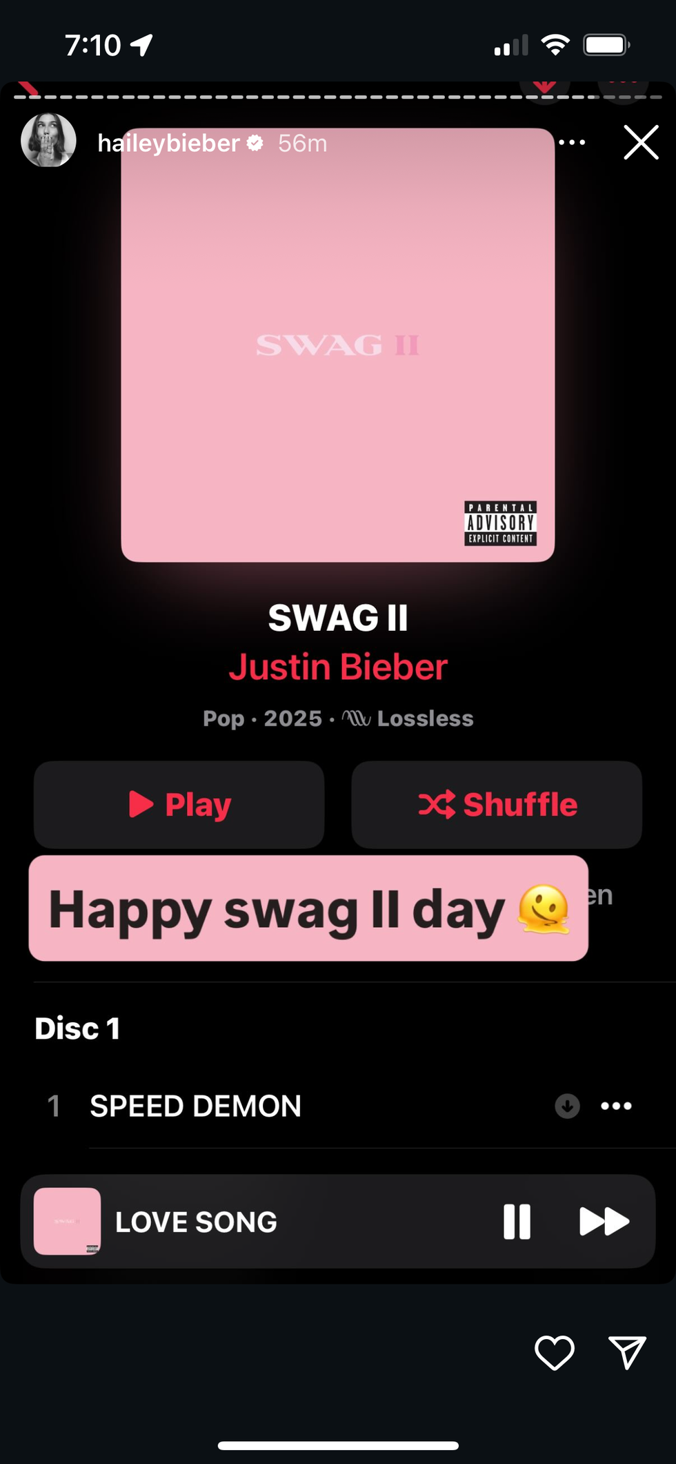 hailey bieber streaming justin biebers album swag ii