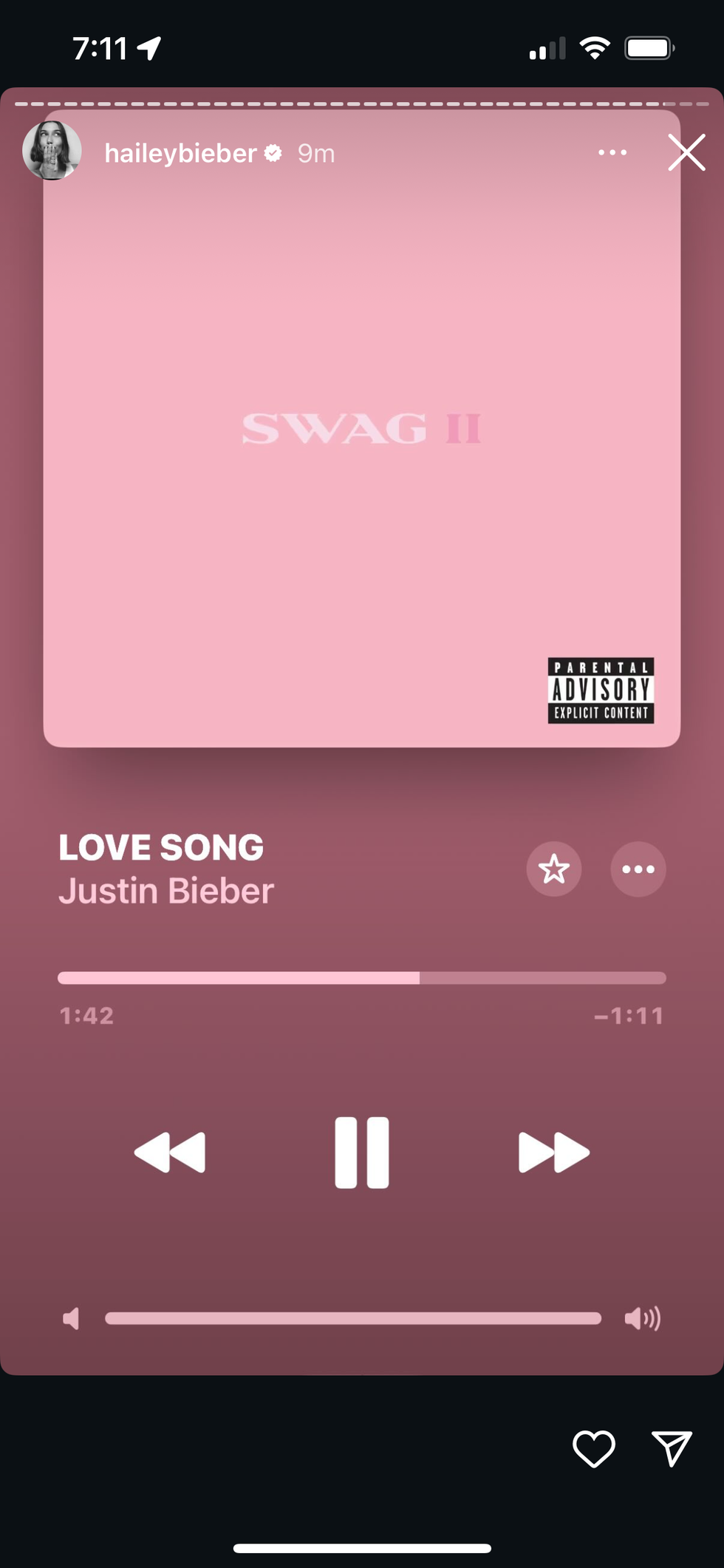 hailey bieber listening to swag ii by justin bieber
