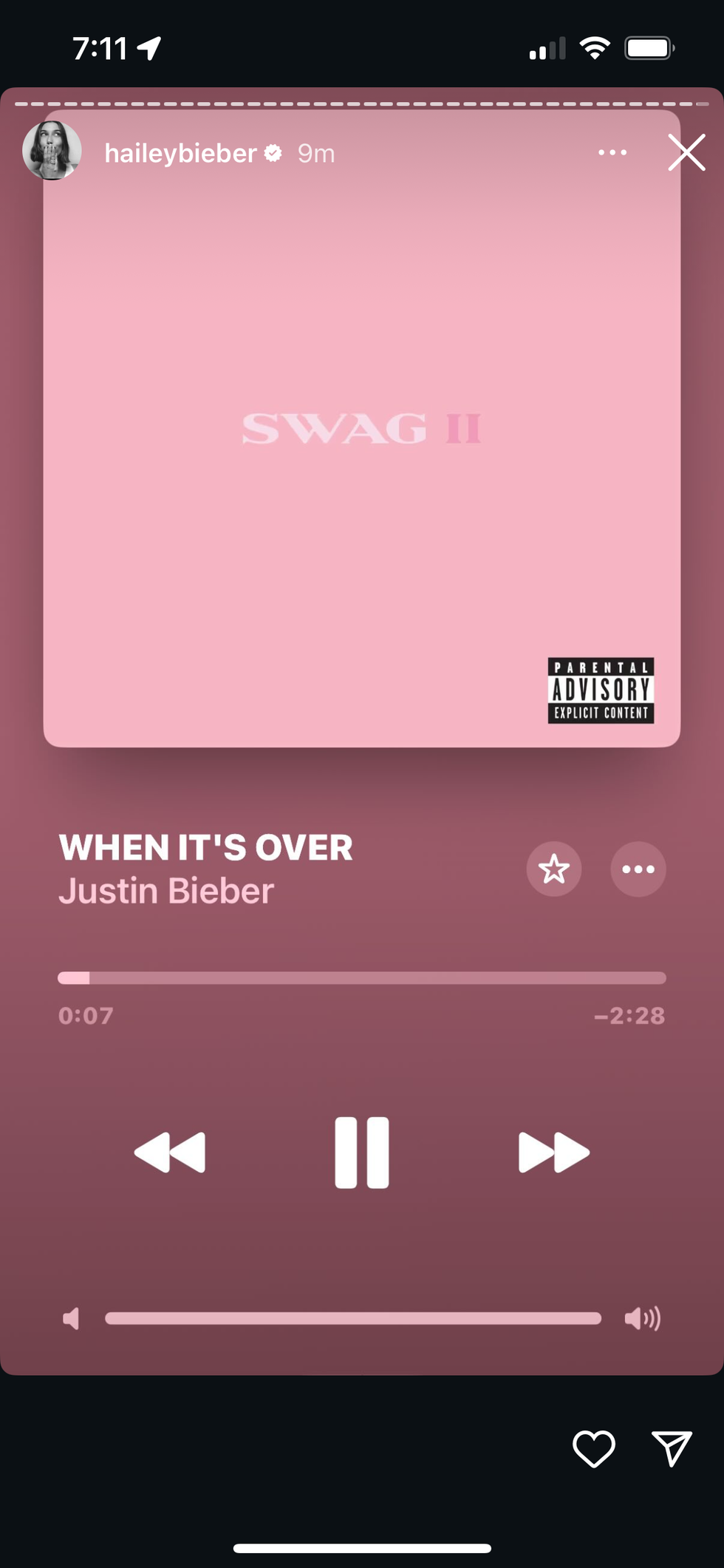 hailey bieber listening to swag ii by justin bieber