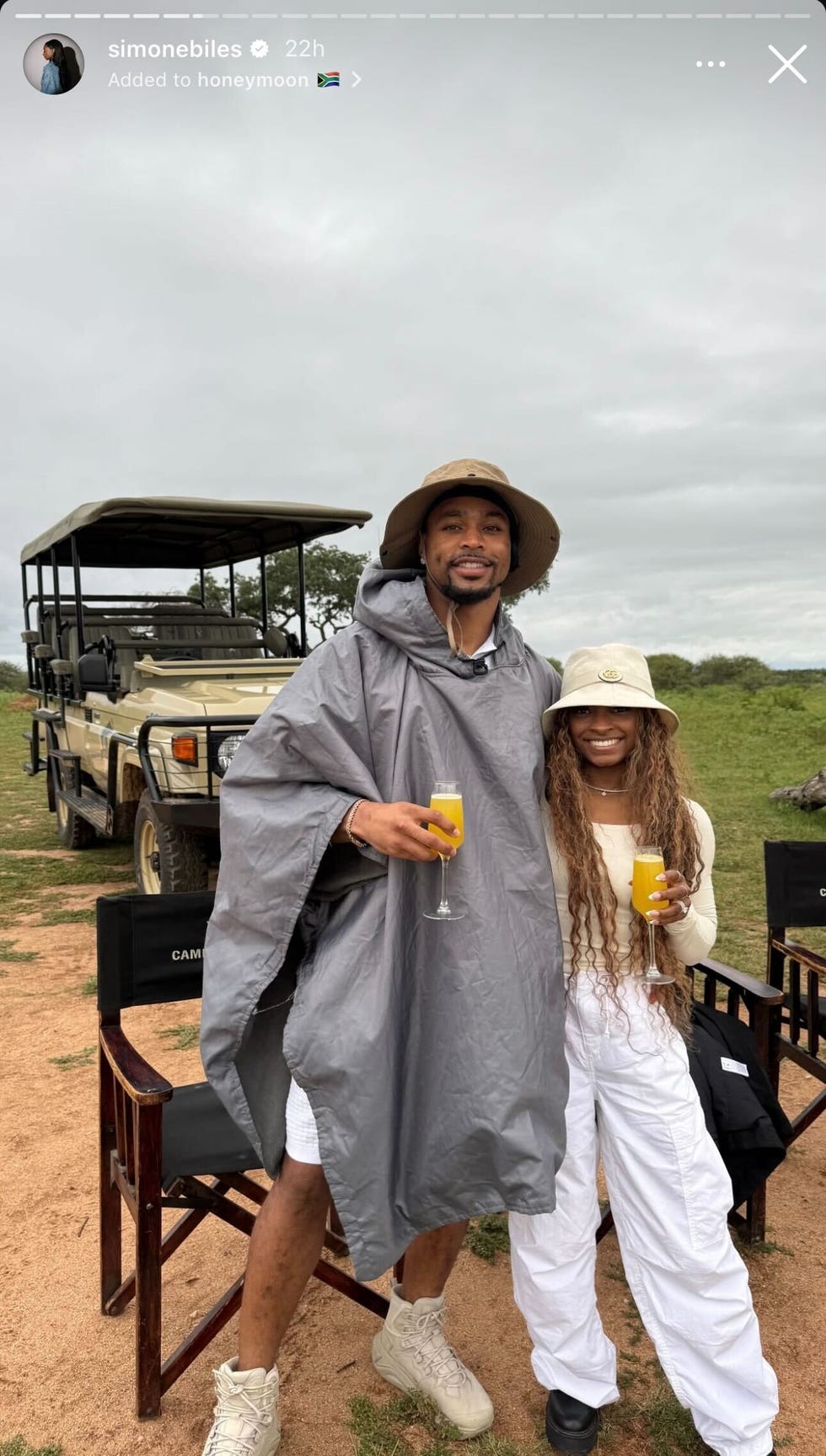 Luna di miele di Simone Biles e Jonathan Owens in Sudafrica