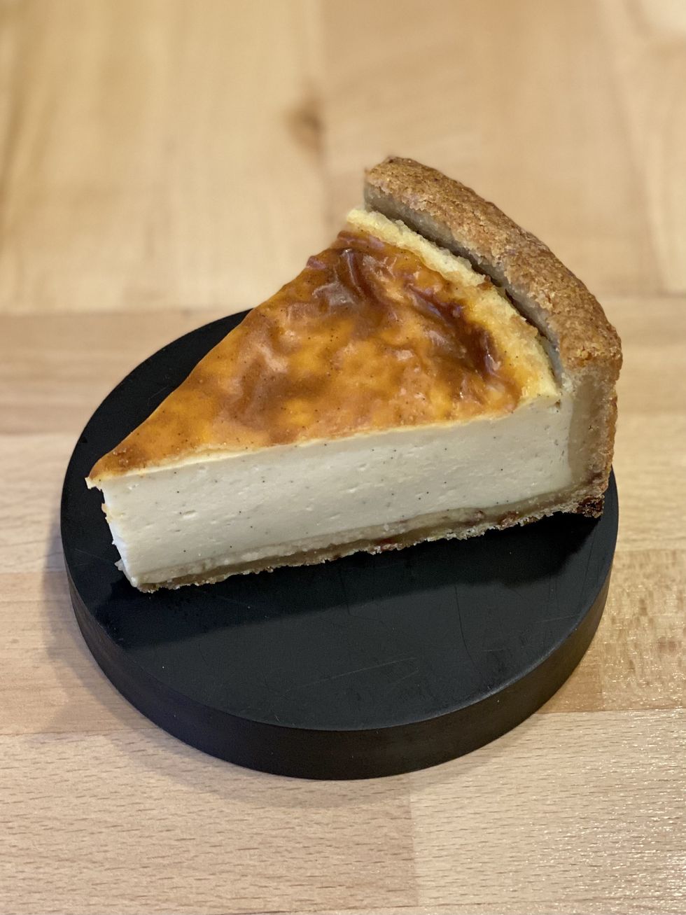 a slice of cheesecake on a plate