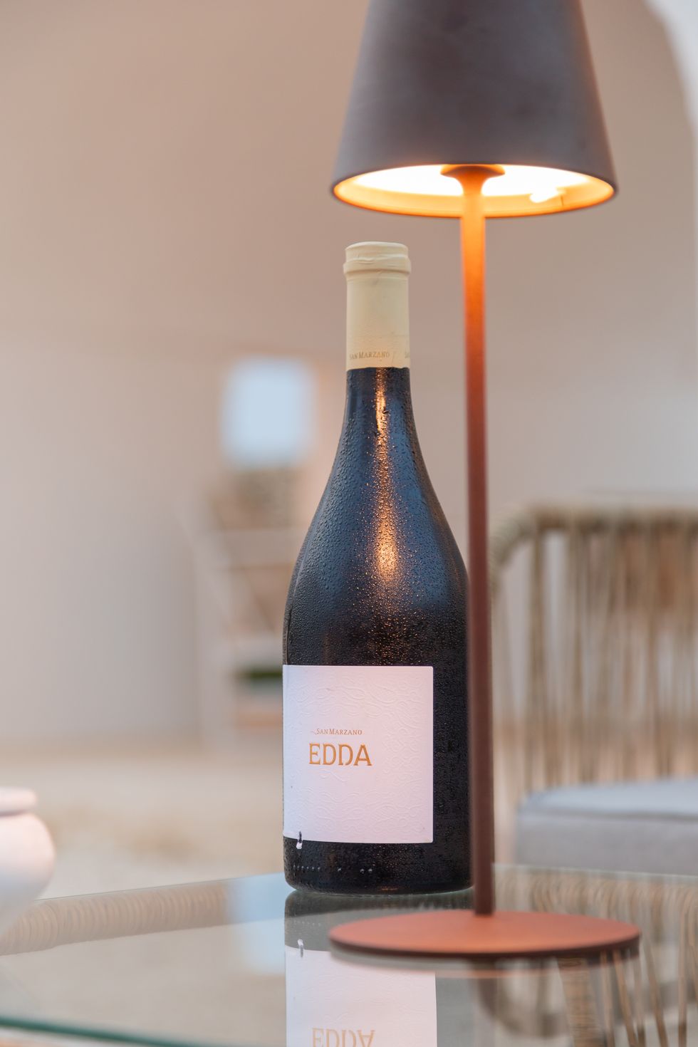 a bottle of wine on a table