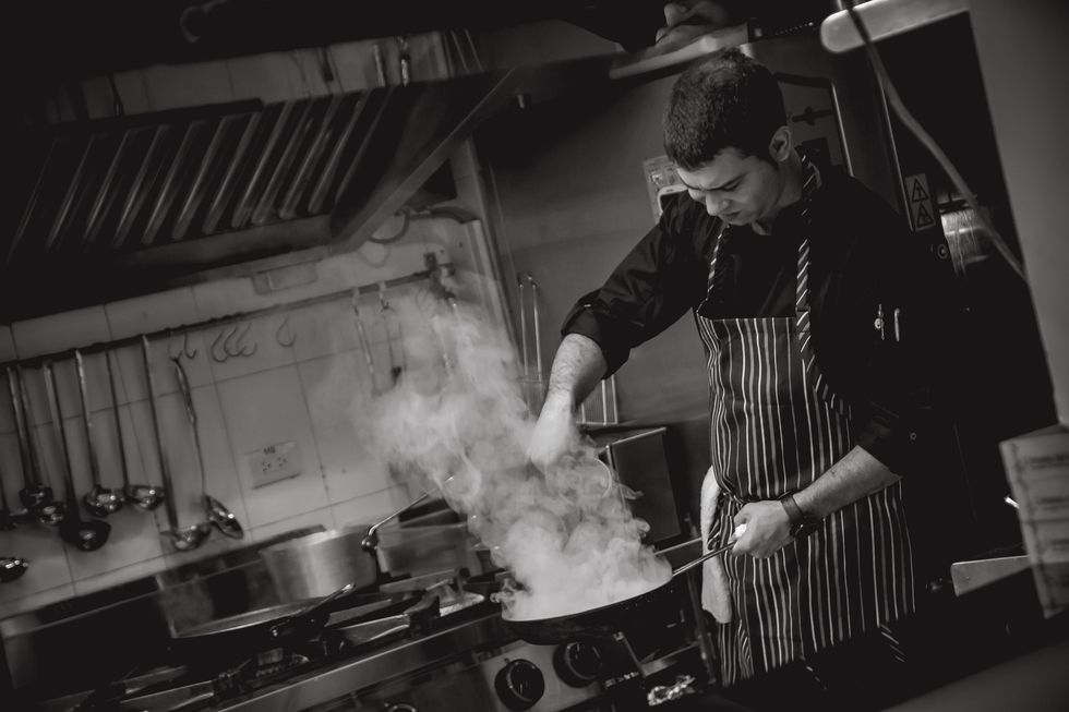 Monochrome, Smoke, Snapshot, Black-and-white, Monochrome photography, Cooking, Photography, Style, Cuisine, Metal, 