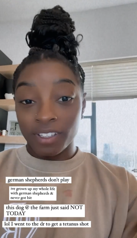 simone biles got attacked by a dog