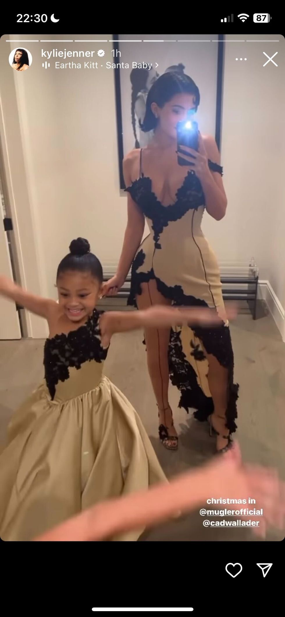 Kylie Jenner And Stormi Matched In Nude Mugler Dresses At The Kardashians Christmas Eve Party