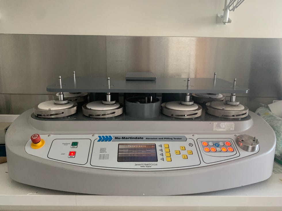 a martindale abrasion and pilling tester in the good housekeeping institute textiles lab