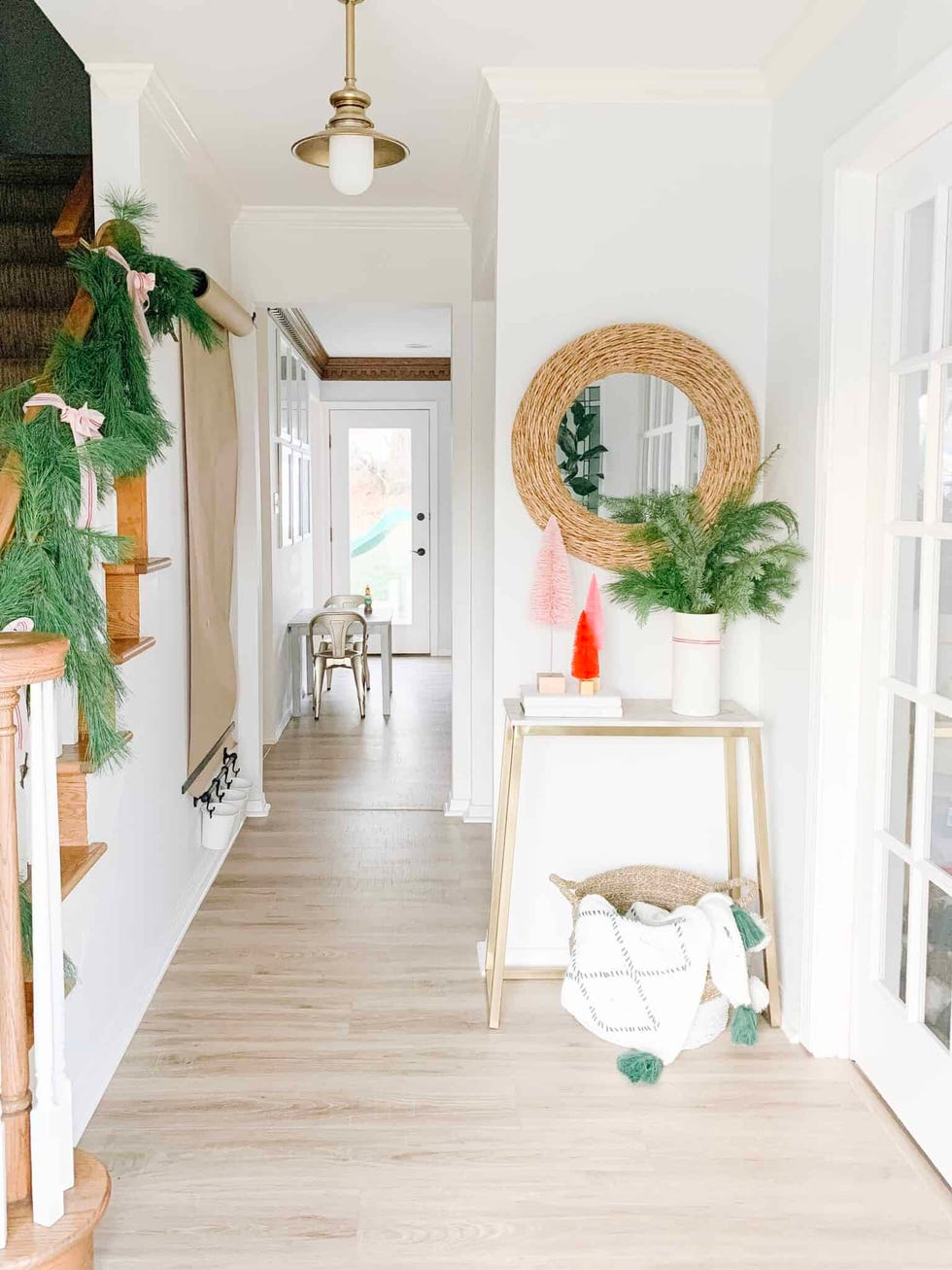 mini trees in hallway