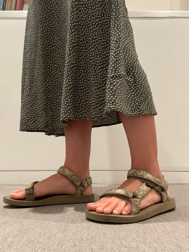 cavallo wearing the teva ﻿women original universal in sun and moon aloe in the gh institute nyc office