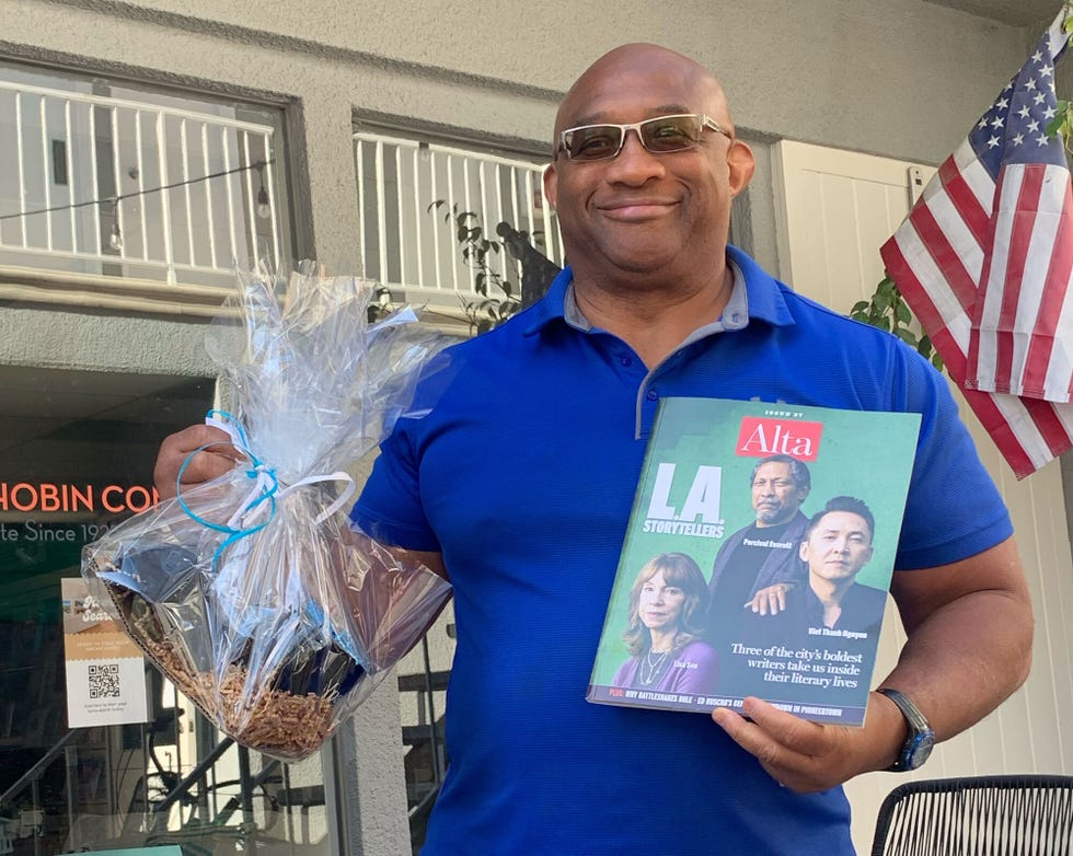 morris brown wins the alta giveaway at pages a bookstore in manhattan beach