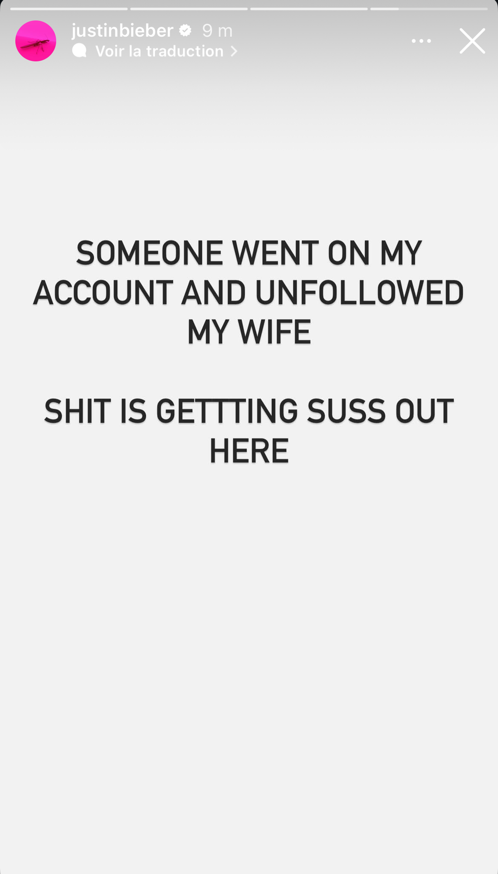 text expressing frustration about an unfollow incident involving the users wife