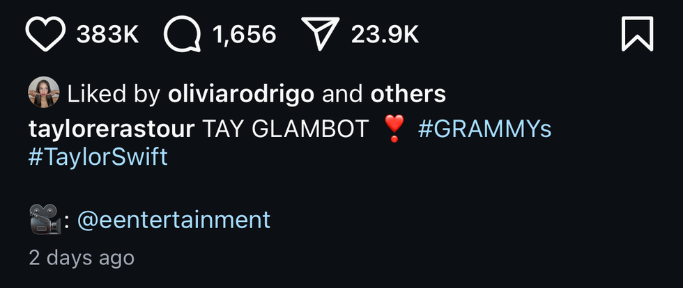 olivia rodrigo's like on the instagram