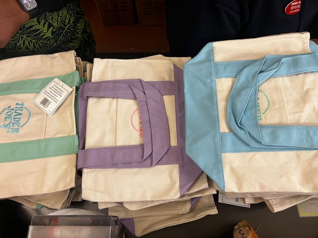 trader joes pastel mini canvas totes