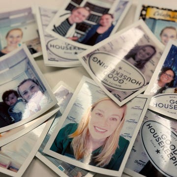A collection of printed photographs scattered on a surface hp photobooth