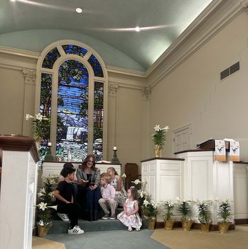 ree drummond and children at church