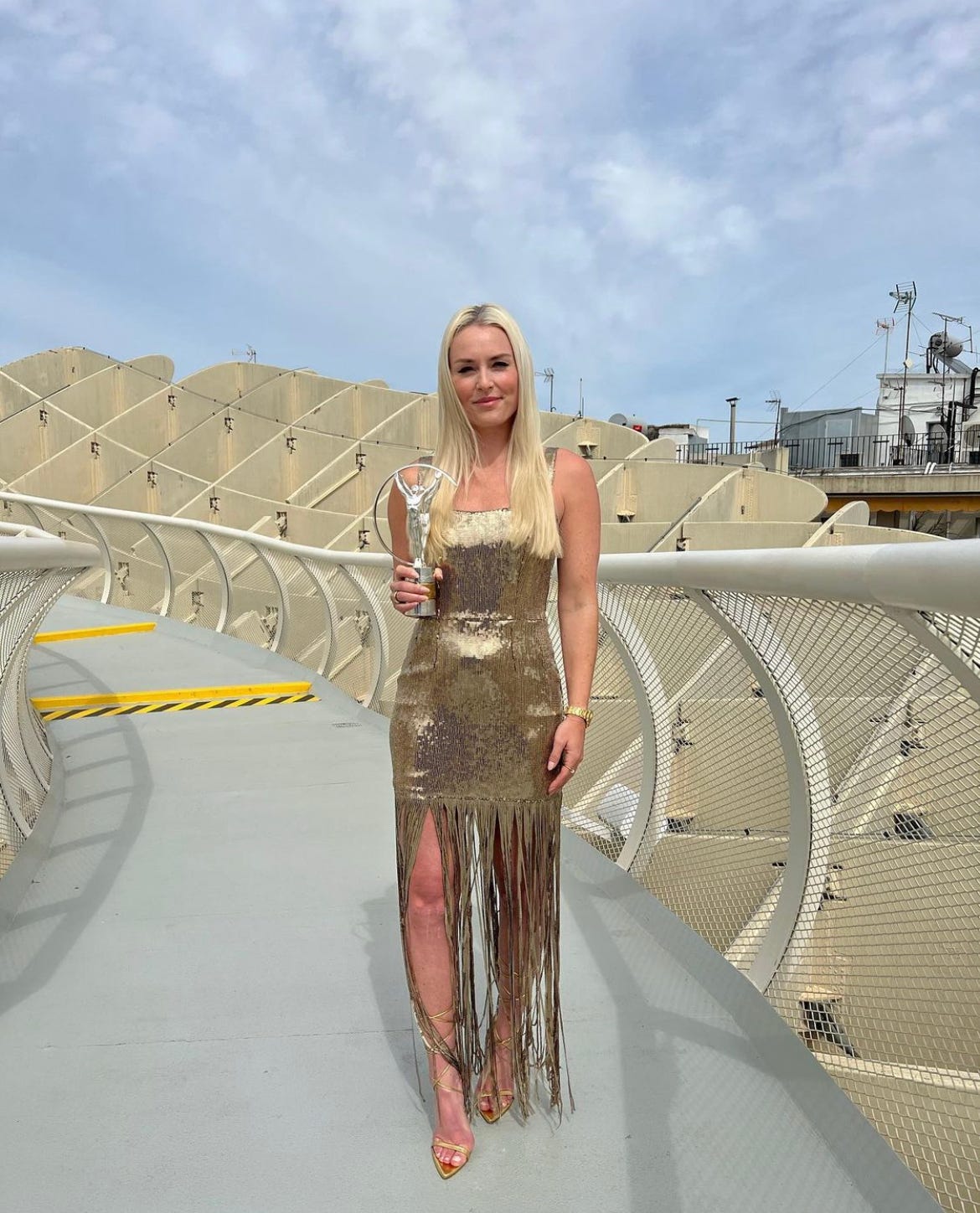 Lindsey Vonn Flaunts Legs In A Gold Mini Dress In New Ig Photos